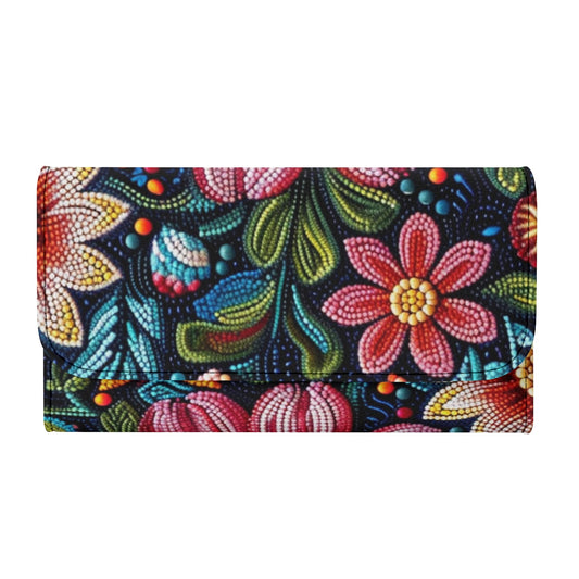 Fall Beaded Print Trifold Wallet