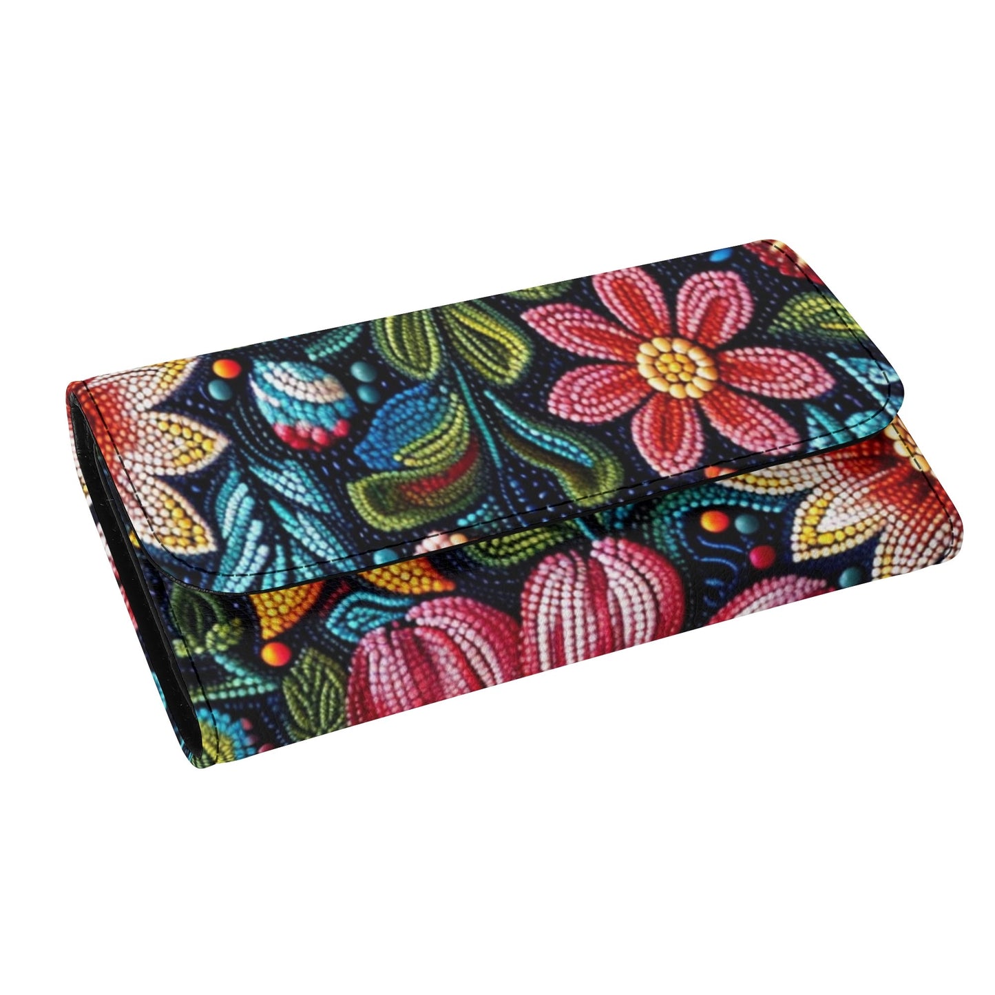 Fall Beaded Print Trifold Wallet