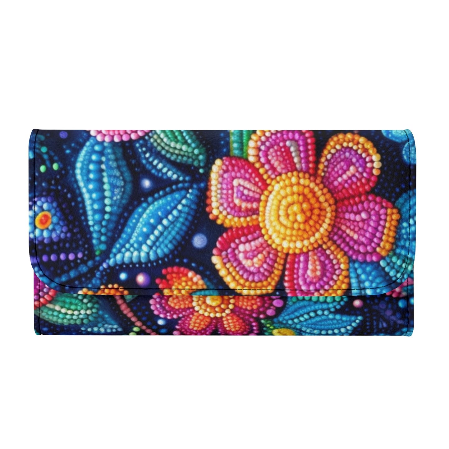 Dotted Floral Print Trifold Wallet