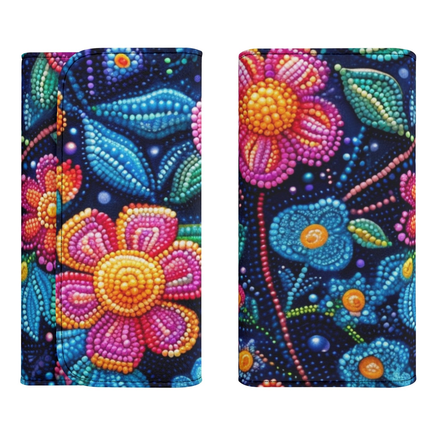 Dotted Floral Print Trifold Wallet