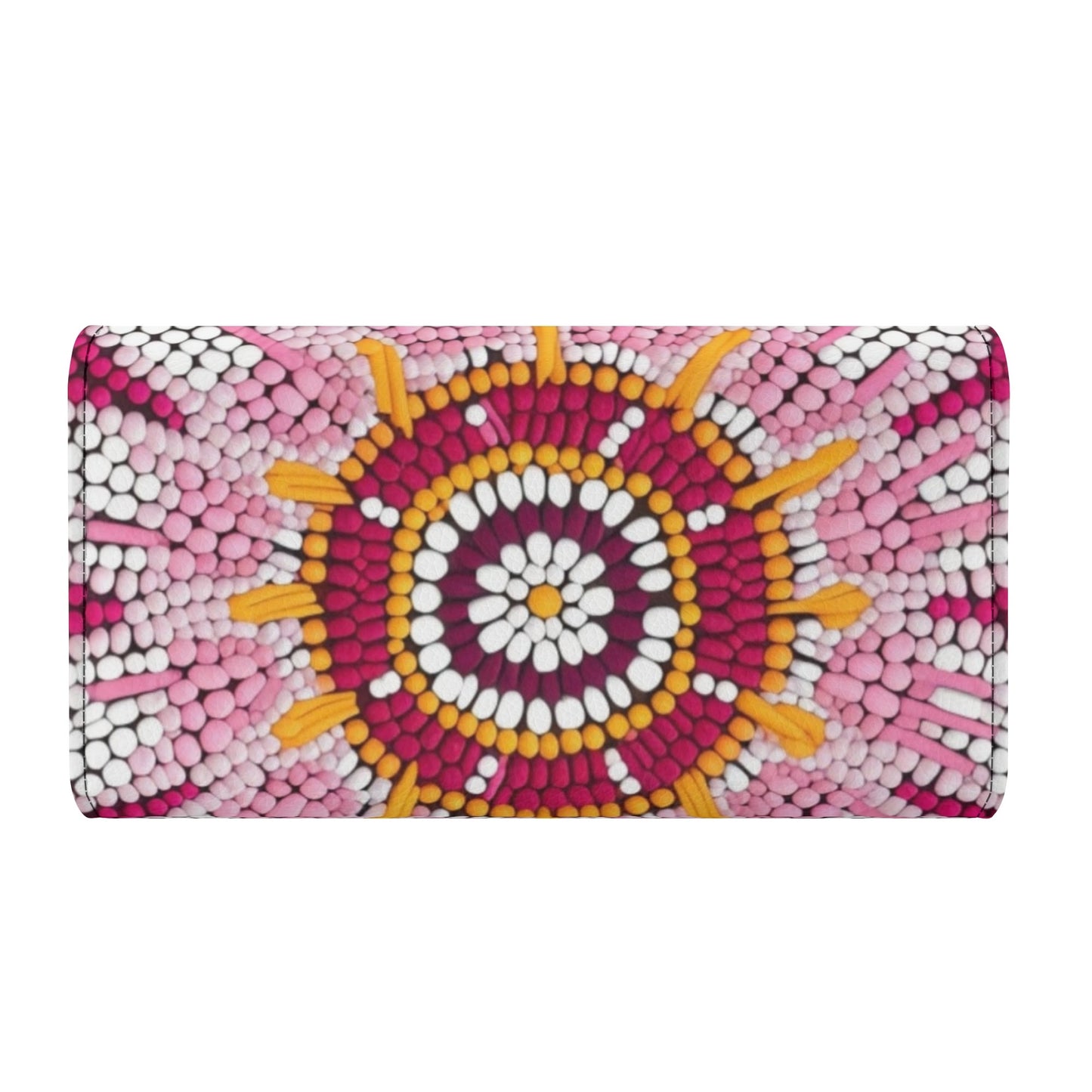 Beaded Flower Print Trifold Wallet