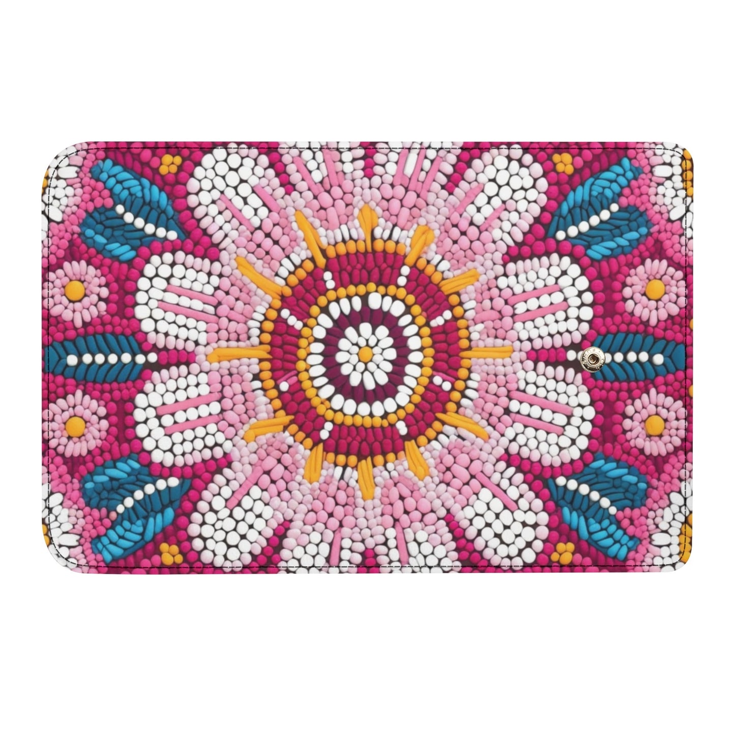 Beaded Flower Print Trifold Wallet