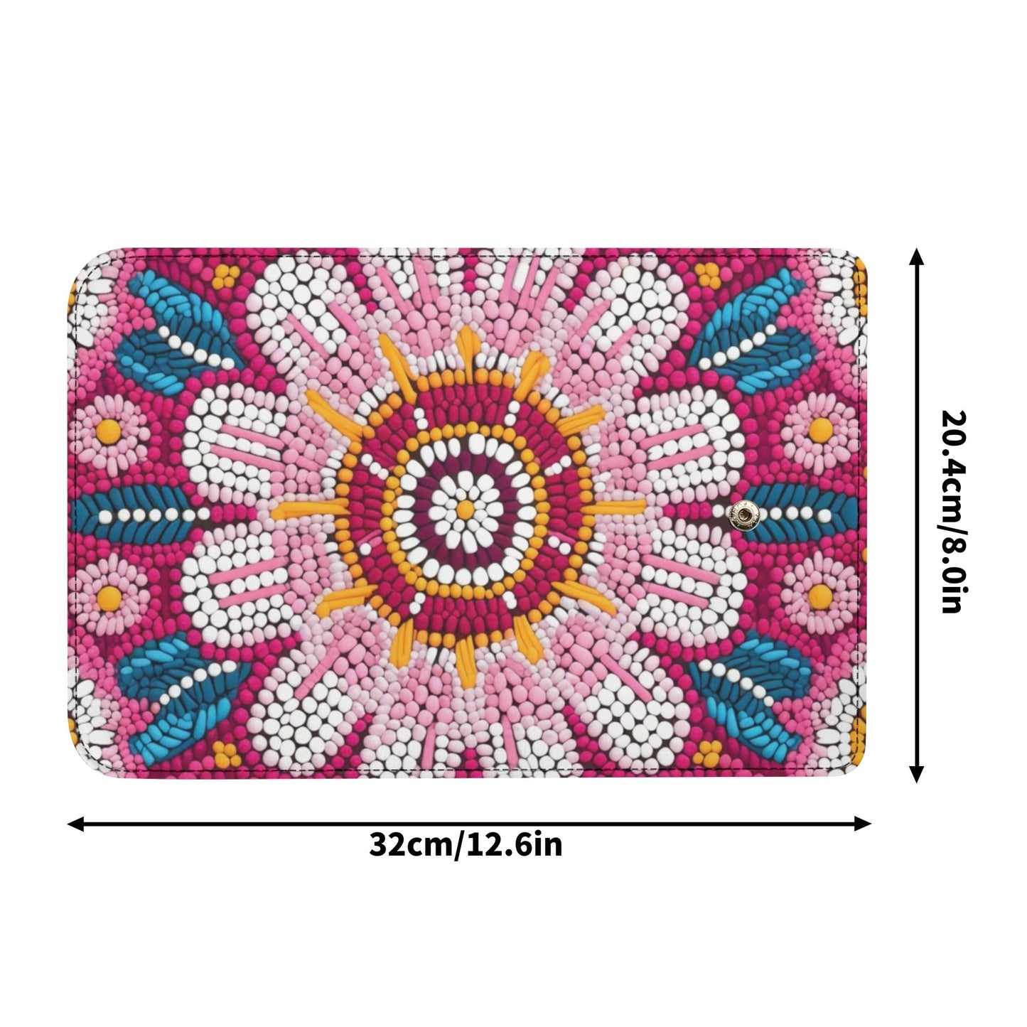 Beaded Flower Print Trifold Wallet