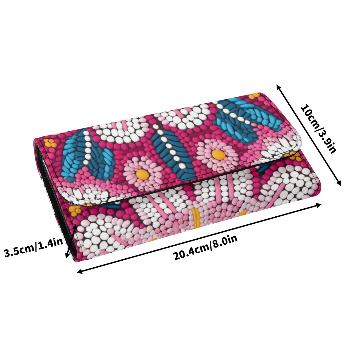 Beaded Flower Print Trifold Wallet