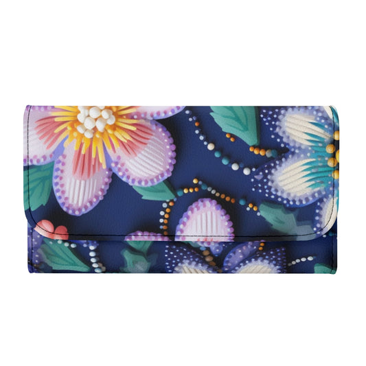 Spring Beaded Print Trifold Wallet