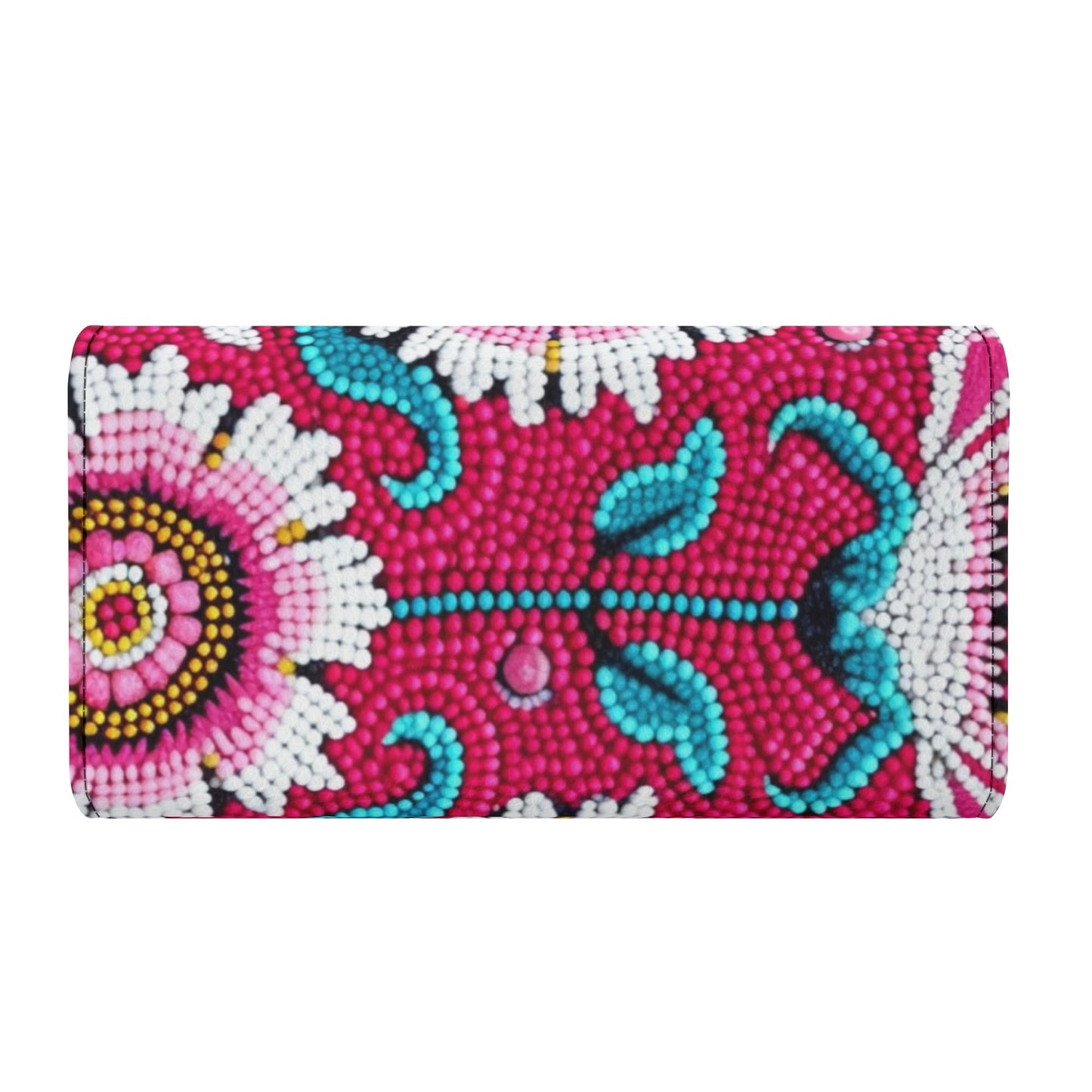 Pink Floral Beaded Trifold Wallet