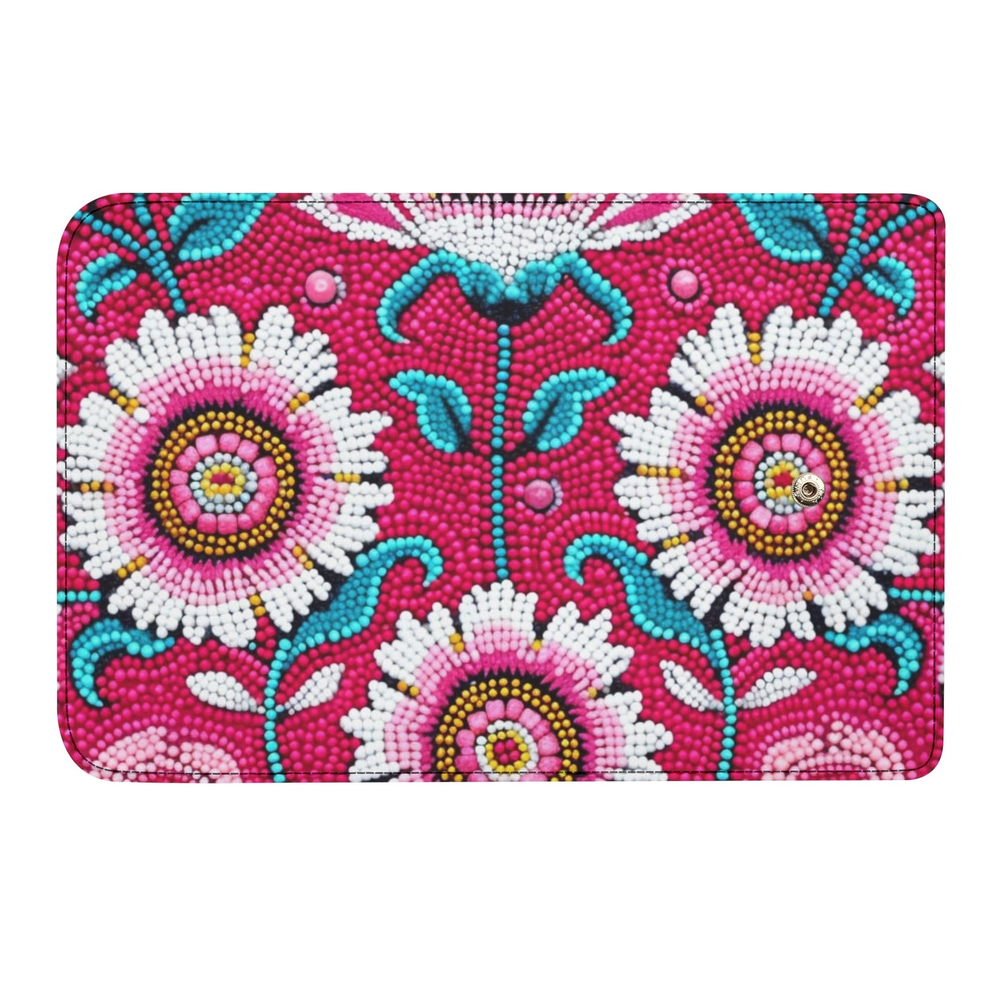 Pink Floral Beaded Trifold Wallet