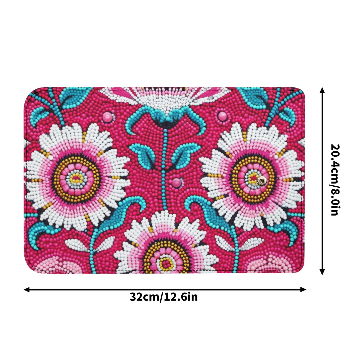 Pink Floral Beaded Trifold Wallet