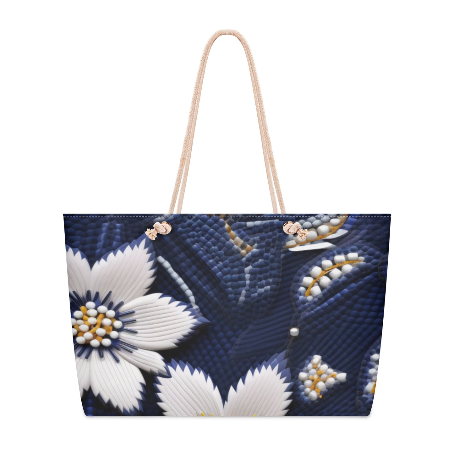 Winter Flower Beaded Weekender Tote Bag