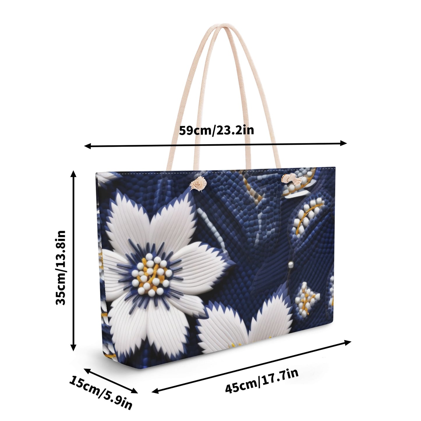 Winter Flower Beaded Weekender Tote Bag