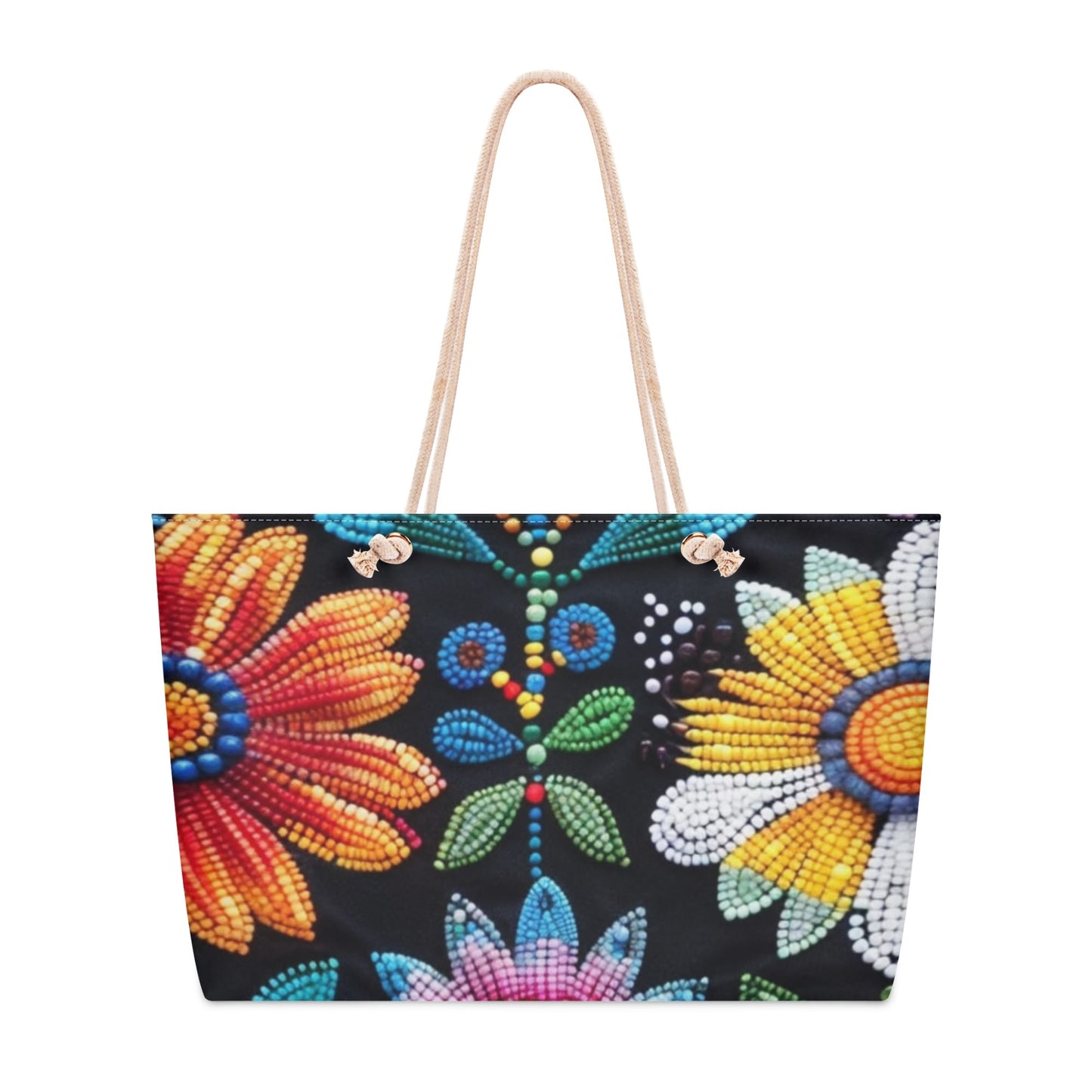 Summer Flower Beaded Weekender Tote Bag