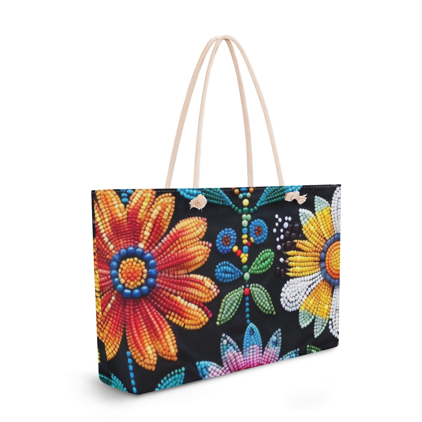Summer Flower Beaded Weekender Tote Bag