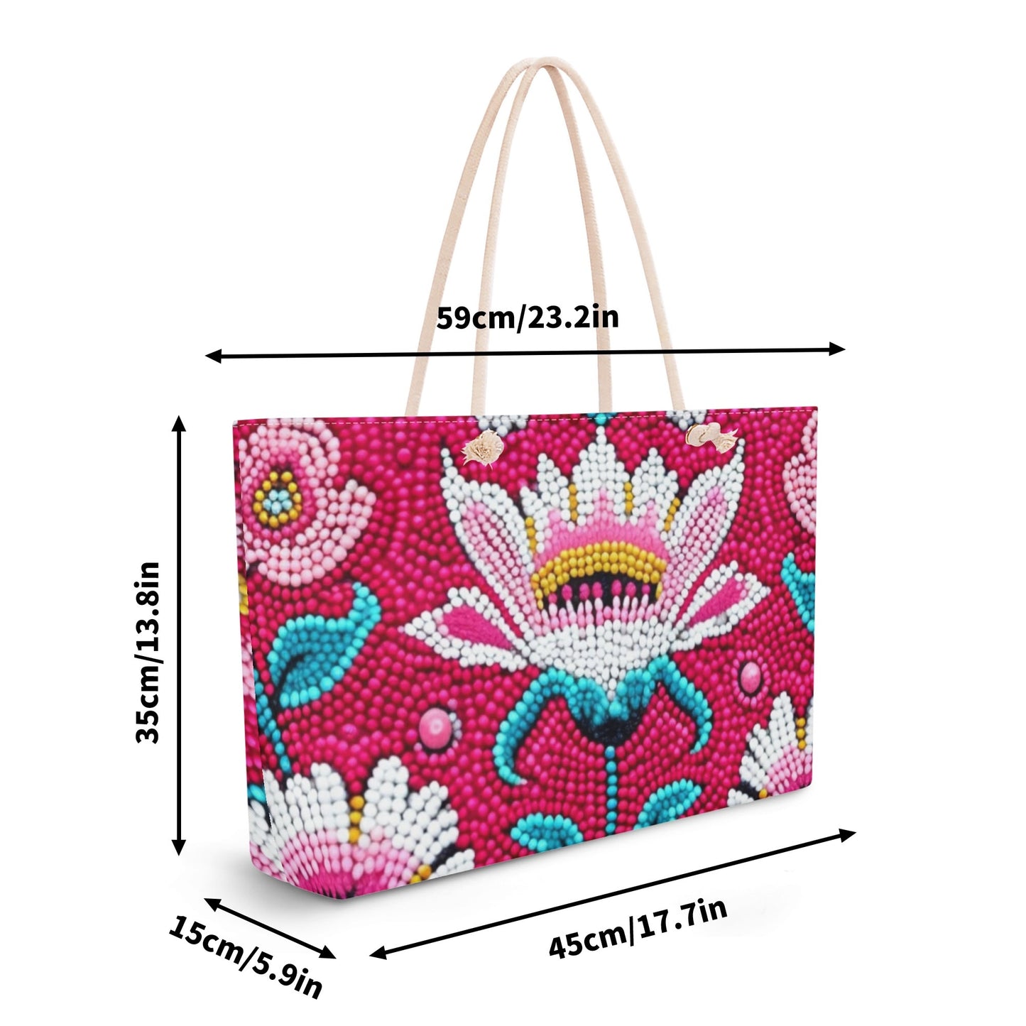 Pink Floral Beaded Weekender Tote