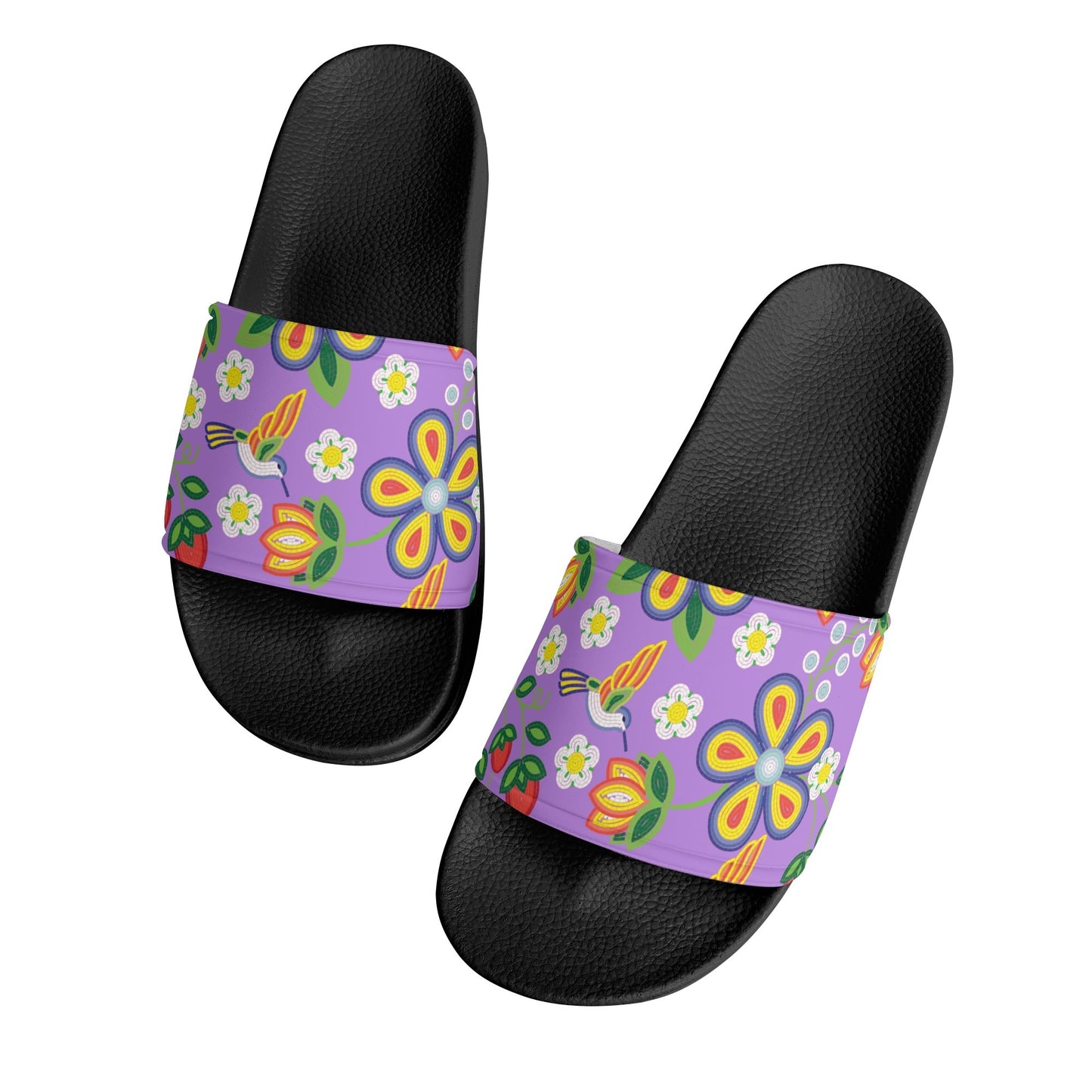 Child and Youth Métis Lavender Floral Beaded Slide Sandals
