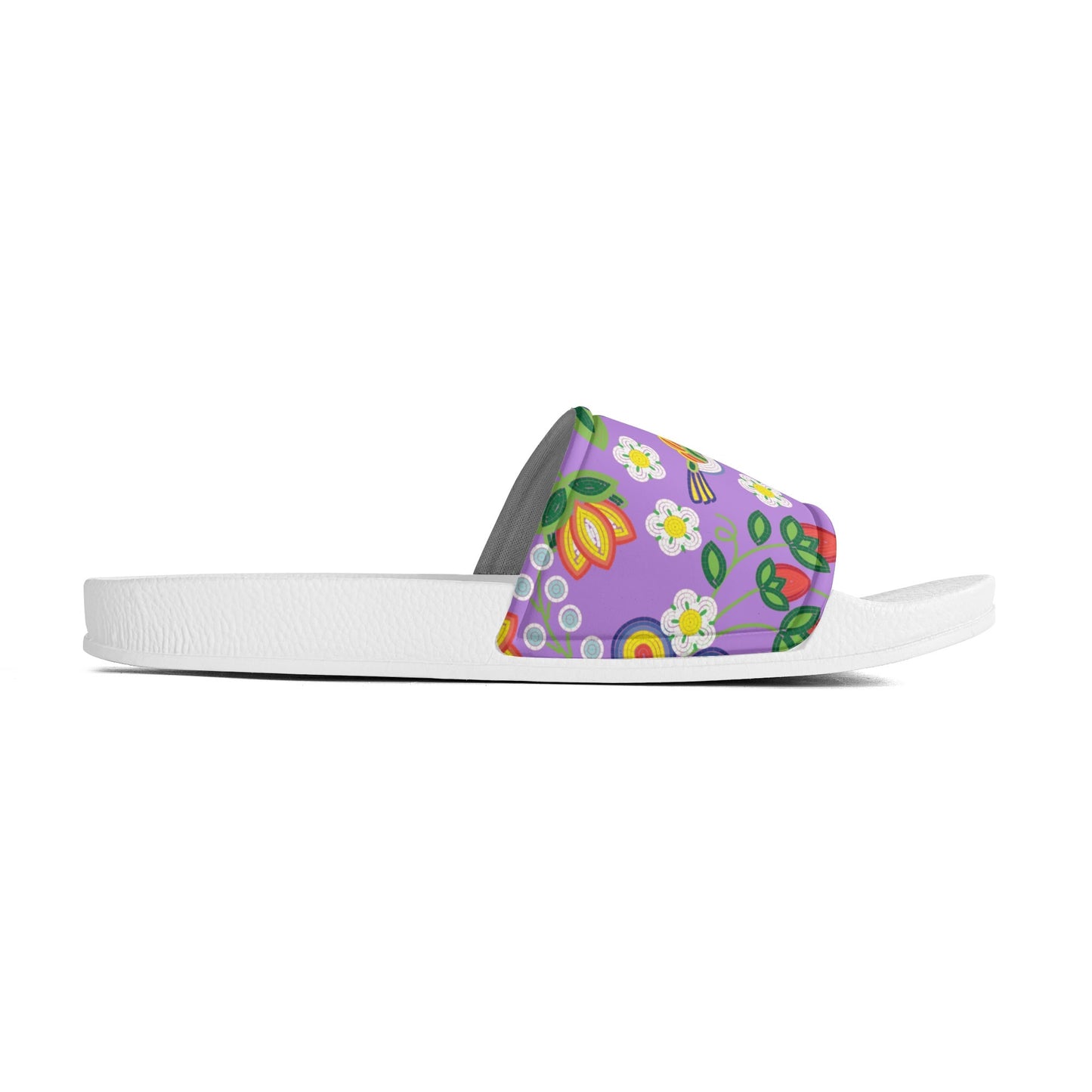 Child and Youth Métis Lavender Floral Beaded Slide Sandals