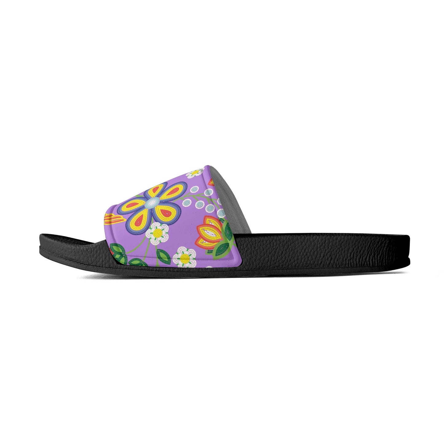 Child and Youth Métis Lavender Floral Beaded Slide Sandals