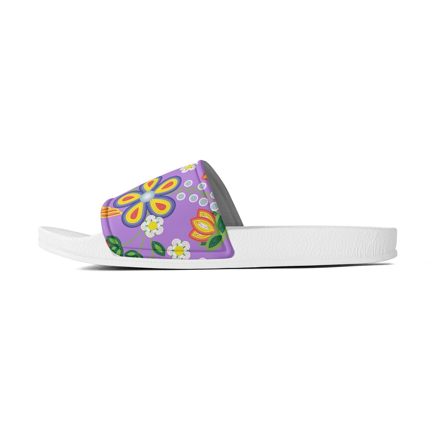 Child and Youth Métis Lavender Floral Beaded Slide Sandals