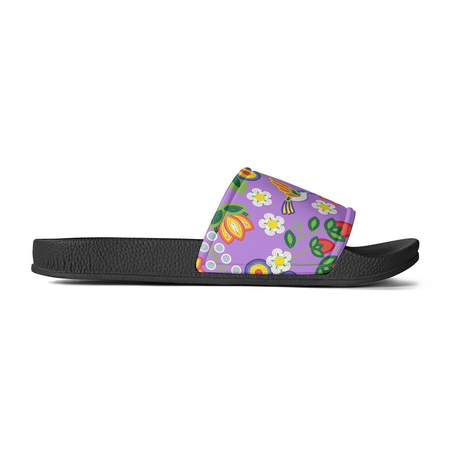 Child and Youth Métis Lavender Floral Beaded Slide Sandals