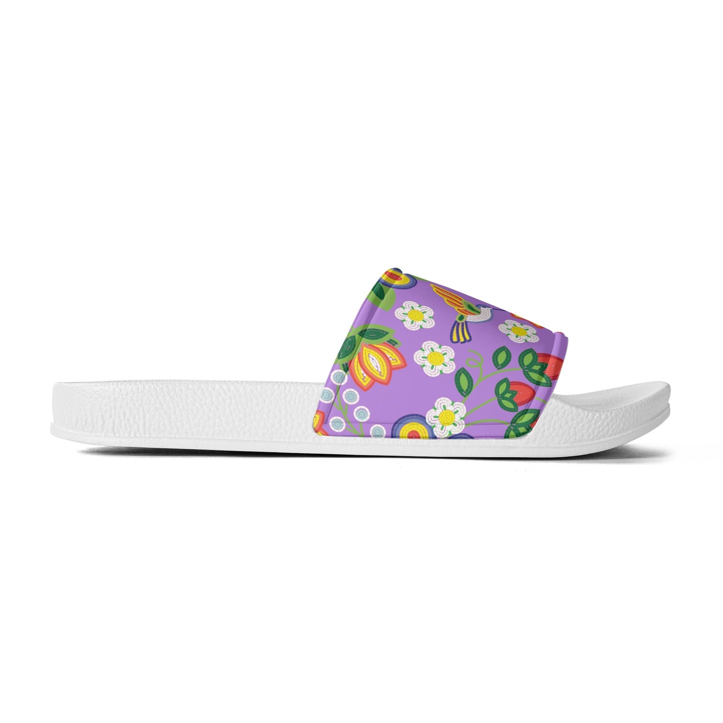 Child and Youth Métis Lavender Floral Beaded Slide Sandals
