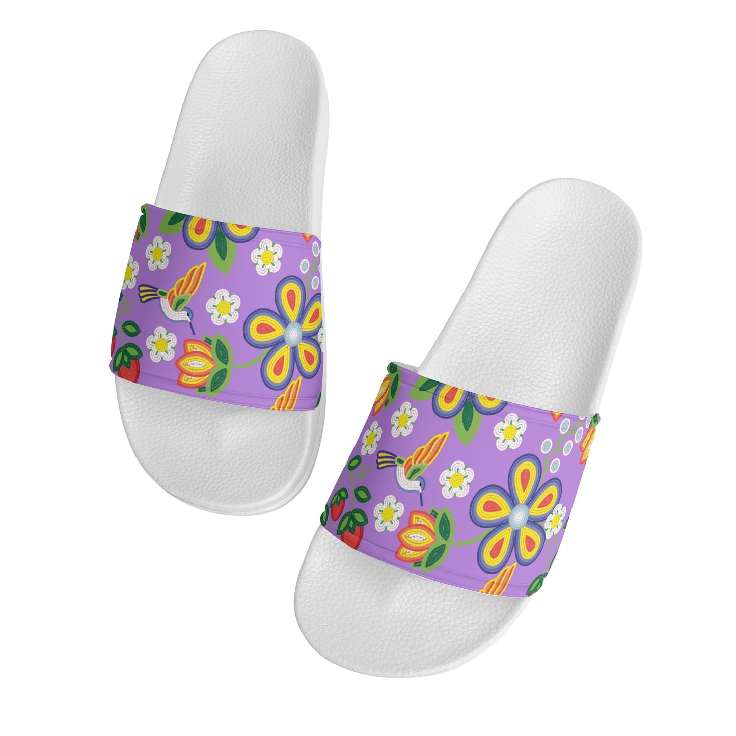 Child and Youth Métis Lavender Floral Beaded Slide Sandals