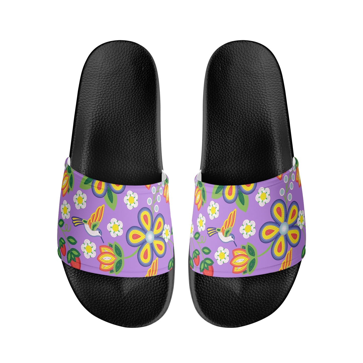Child and Youth Métis Lavender Floral Beaded Slide Sandals