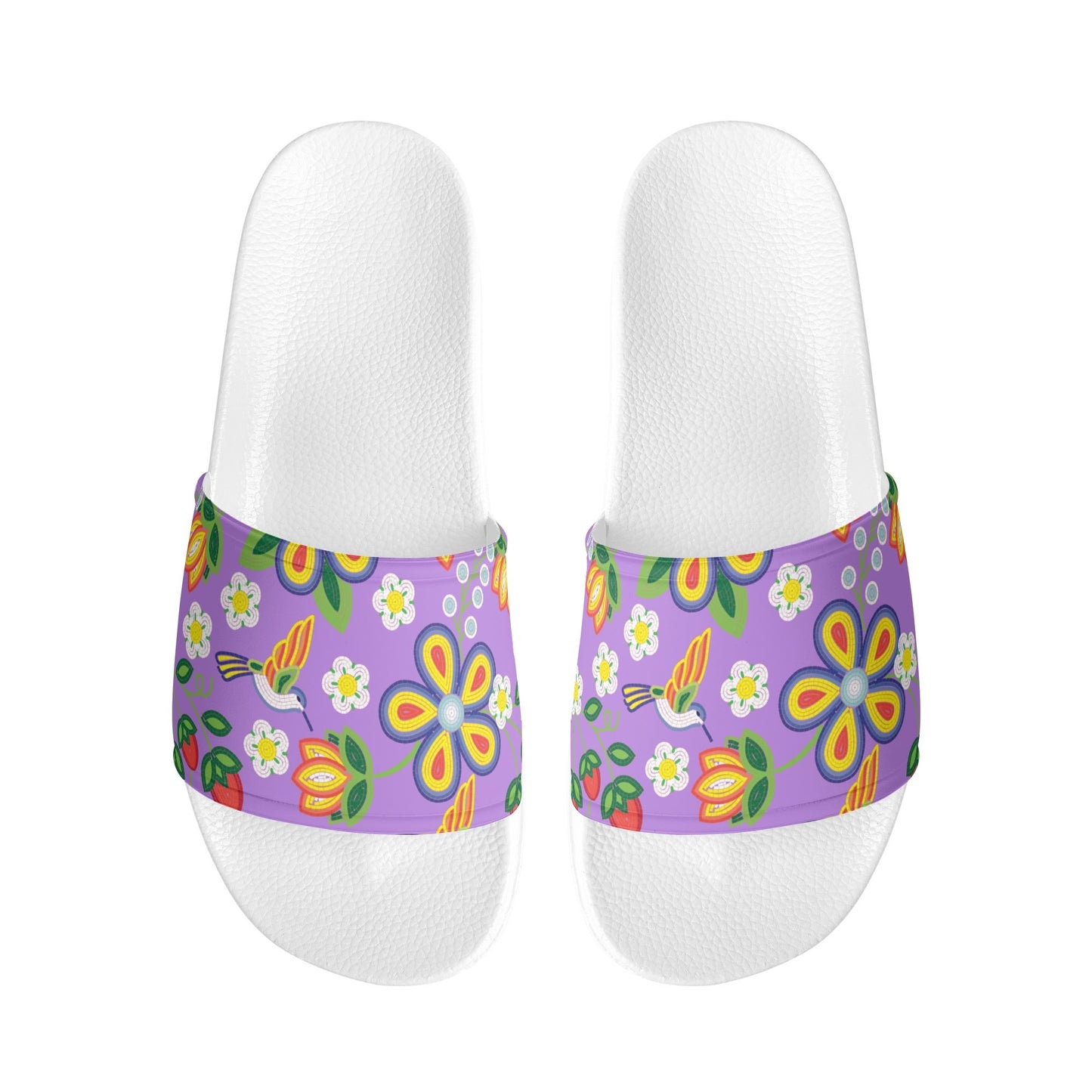 Child and Youth Métis Lavender Floral Beaded Slide Sandals