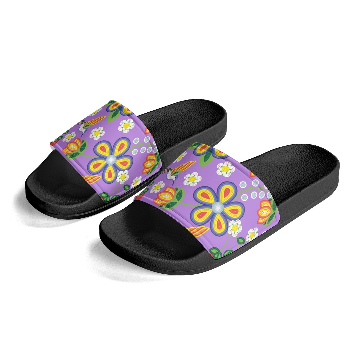 Child and Youth Métis Lavender Floral Beaded Slide Sandals