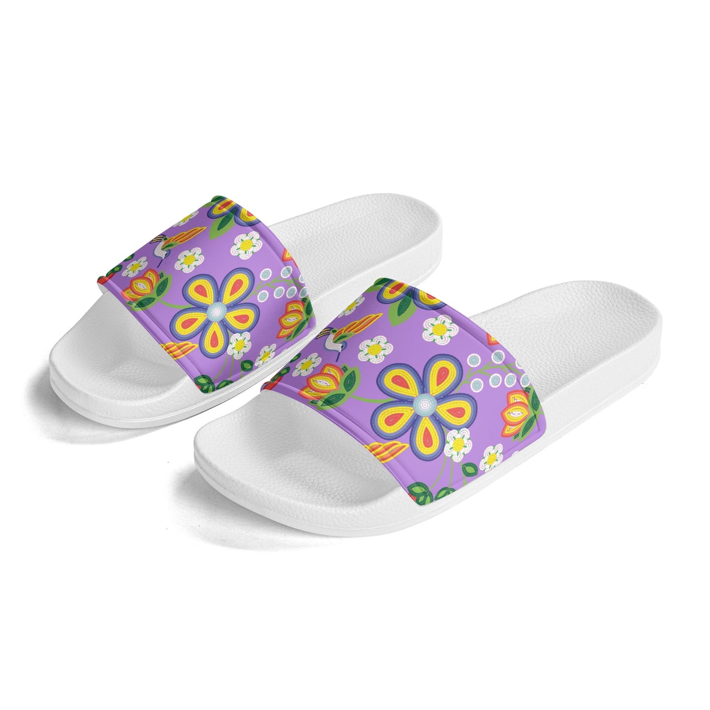Child and Youth Métis Lavender Floral Beaded Slide Sandals