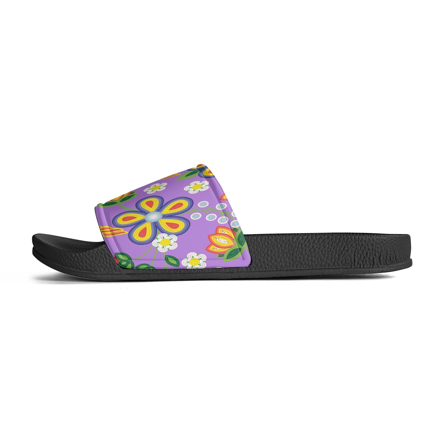 Child and Youth Métis Lavender Floral Beaded Slide Sandals