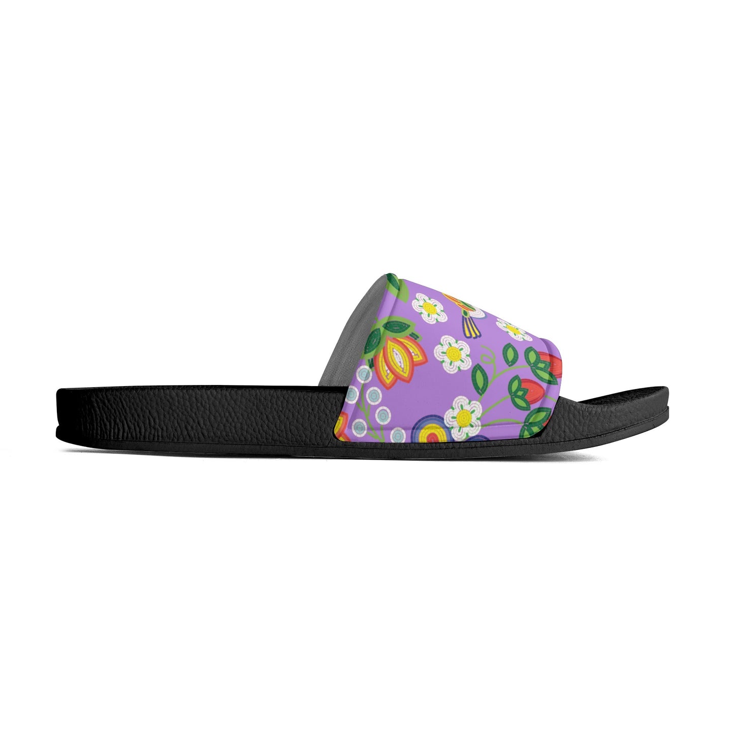 Child and Youth Métis Lavender Floral Beaded Slide Sandals