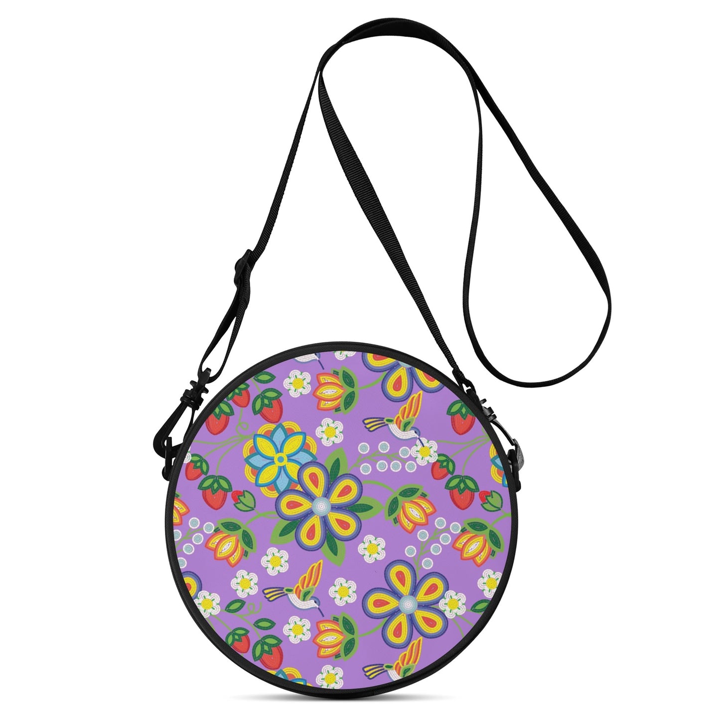 Métis Lavender Floral Beaded Round Satchel Bag