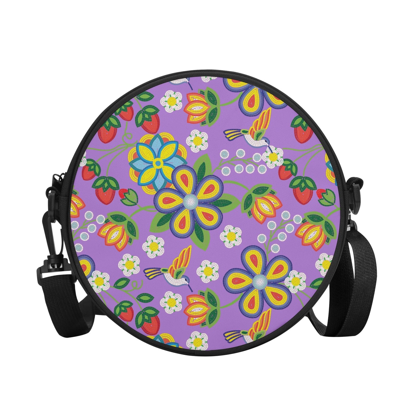 Métis Lavender Floral Beaded Round Satchel Bag