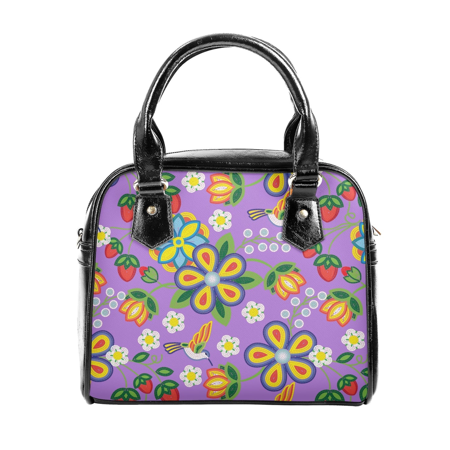 Métis Lavender Floral Beaded PU Shoulder Handbag