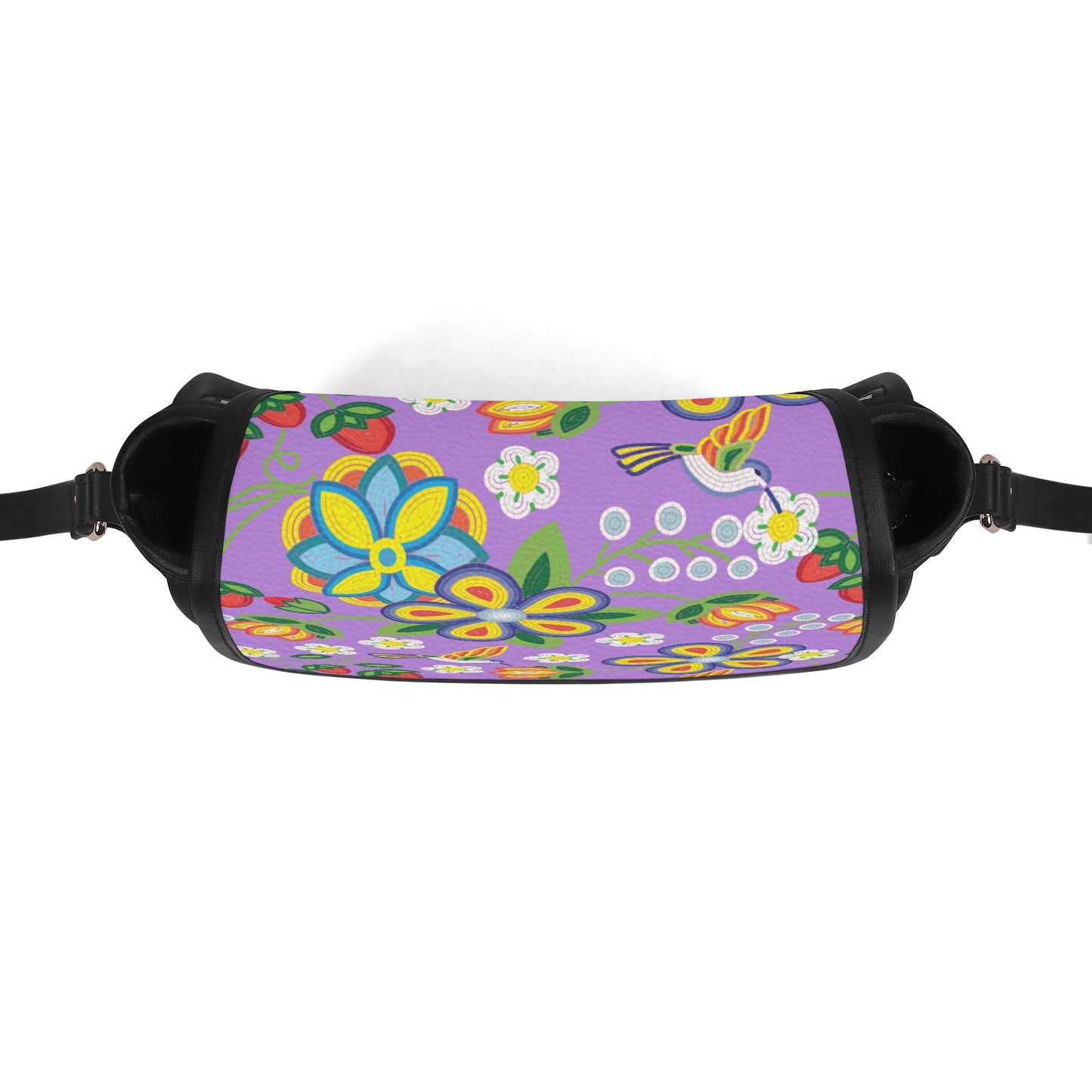 Métis Lavender Floral Beaded PU Saddle Bag