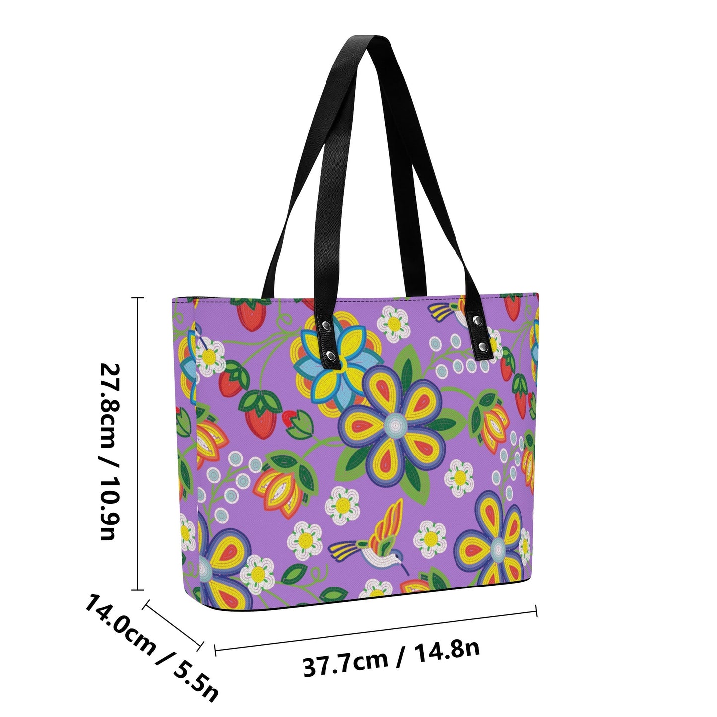 Métis Lavender Floral Beaded PU Tote Bag