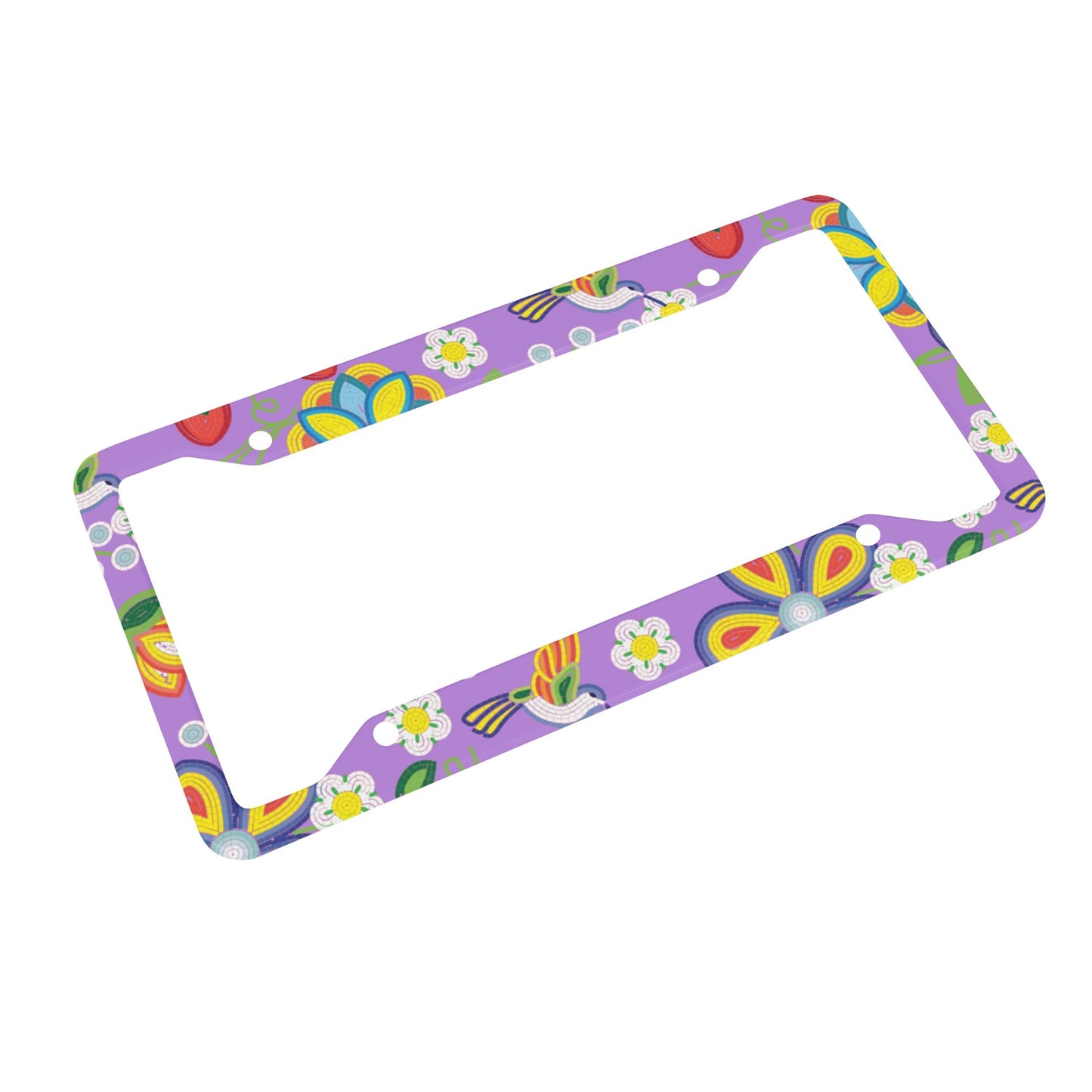 Métis Lavender Floral Beaded License Plate Frame