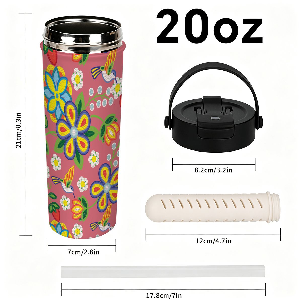 Blush Meadow Tea Infuser Tumbler – 20 oz