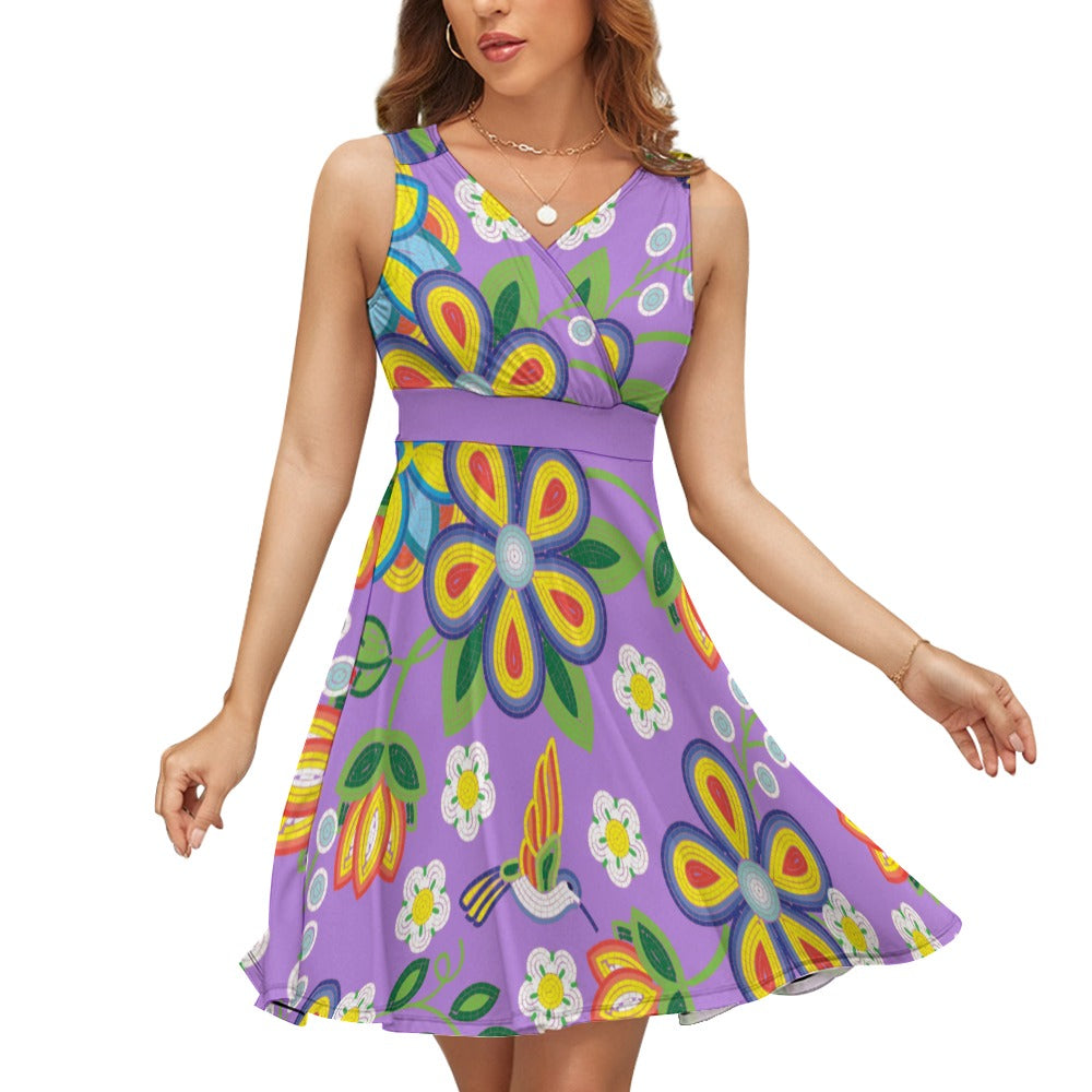 Lavender Meadow V Neck Dress