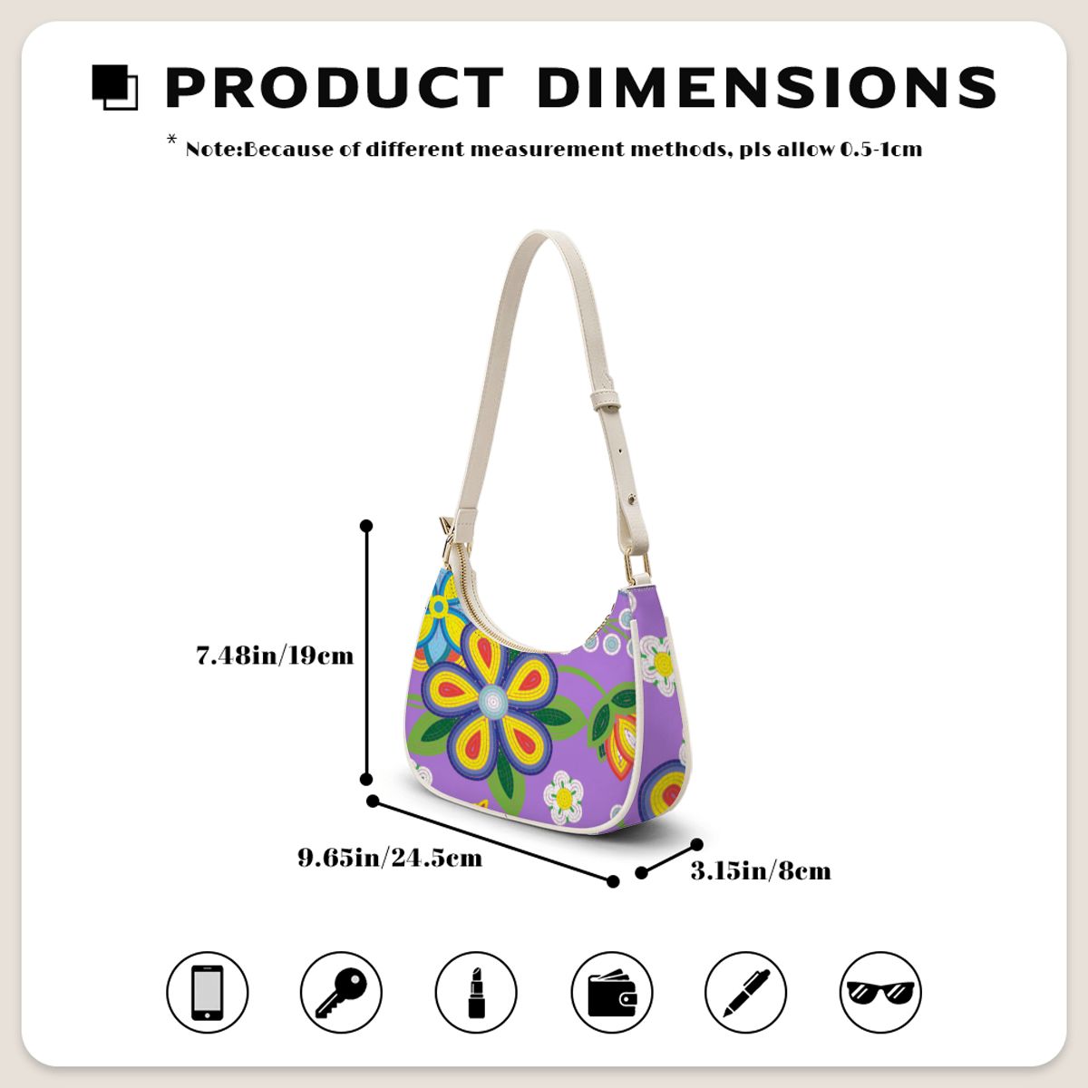 Lavender Meadow Crescent Shoulder Bag