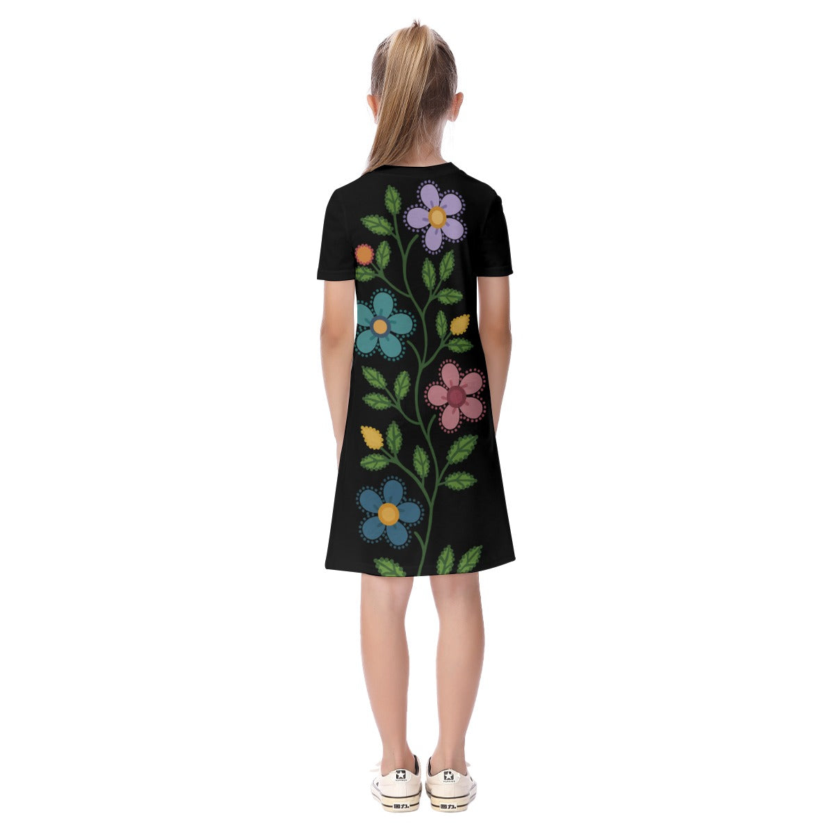 Métis Dotted Floral Short Sleeve Dress