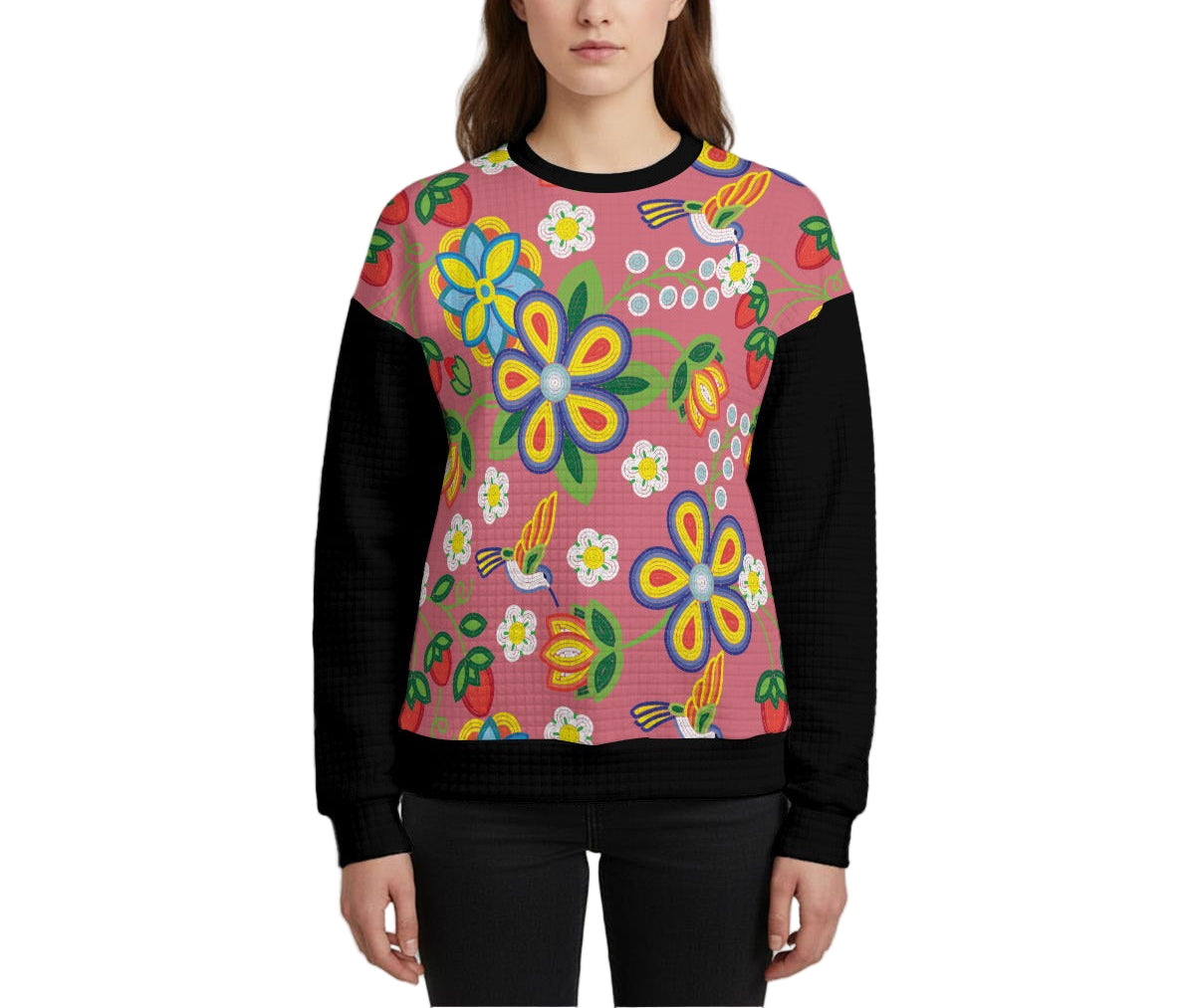 Métis Floral Beaded Waffle Knit Sweatshirt