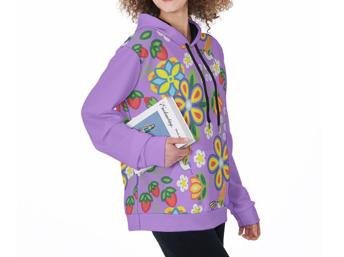 Lavender Floral Beaded Fleece Hoodie