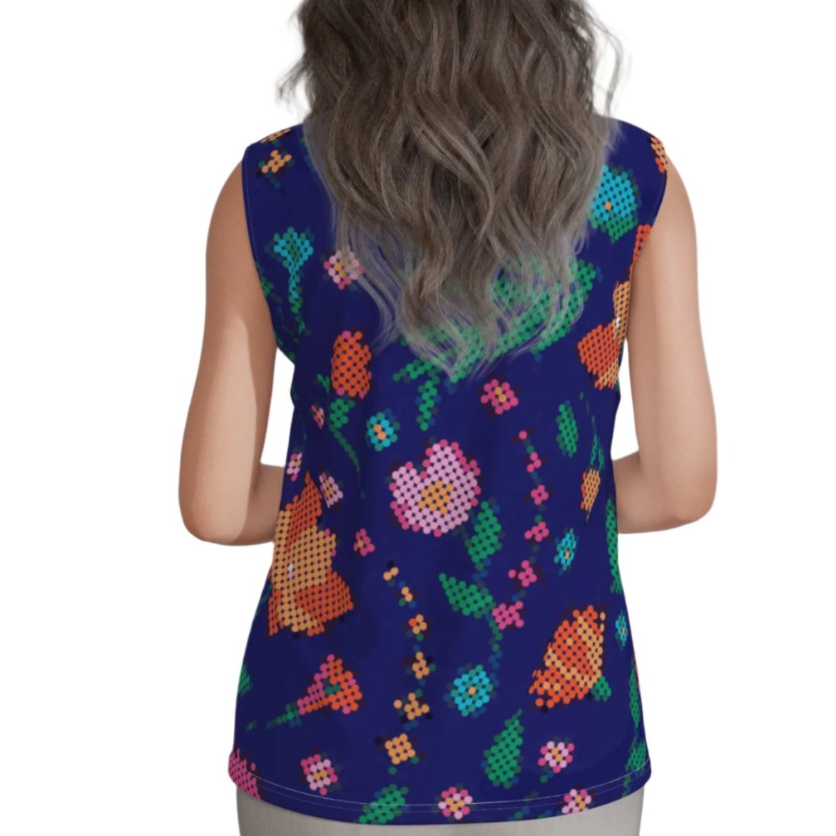 Women's Métis Digital Dotted Floral Sleeveless Polo