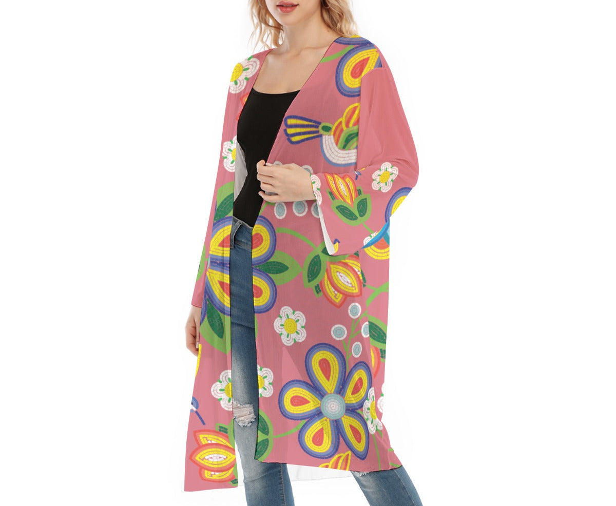 Métis Floral Beaded Mesh Cardigan