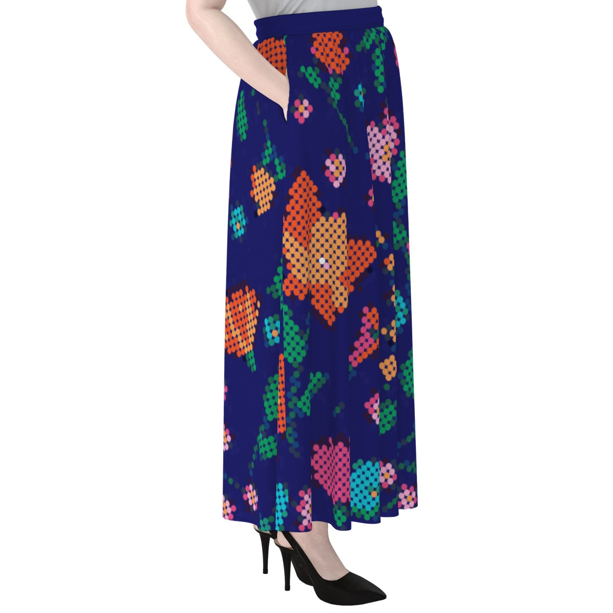 Métis Digital Dotted Floral Lined Maxi Skirt