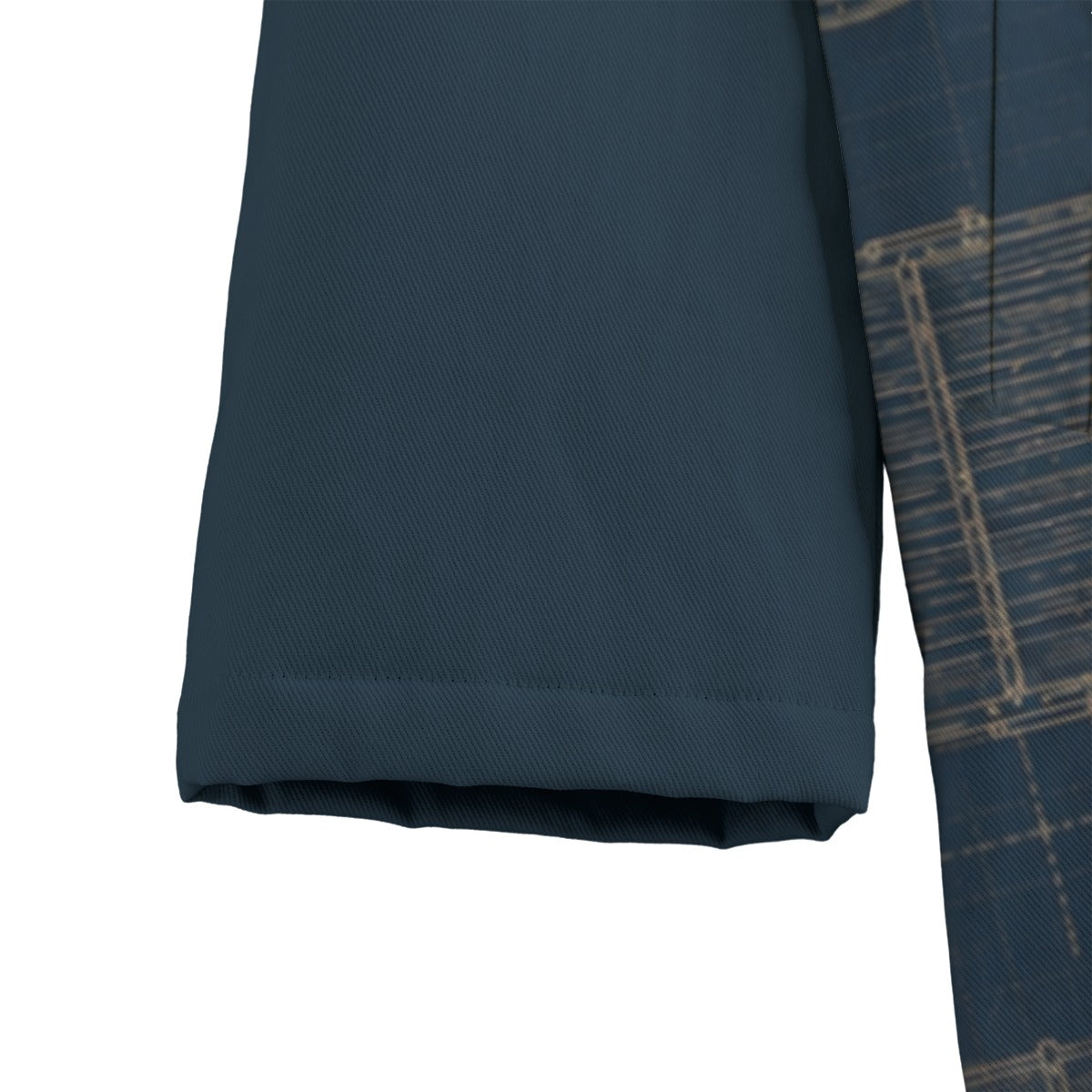 Red River Cart Blueprint Canvas Fleece Jacket