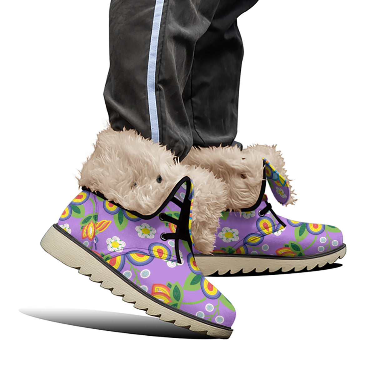 Women's Métis Lavender Floral Beaded Print Plush Boots
