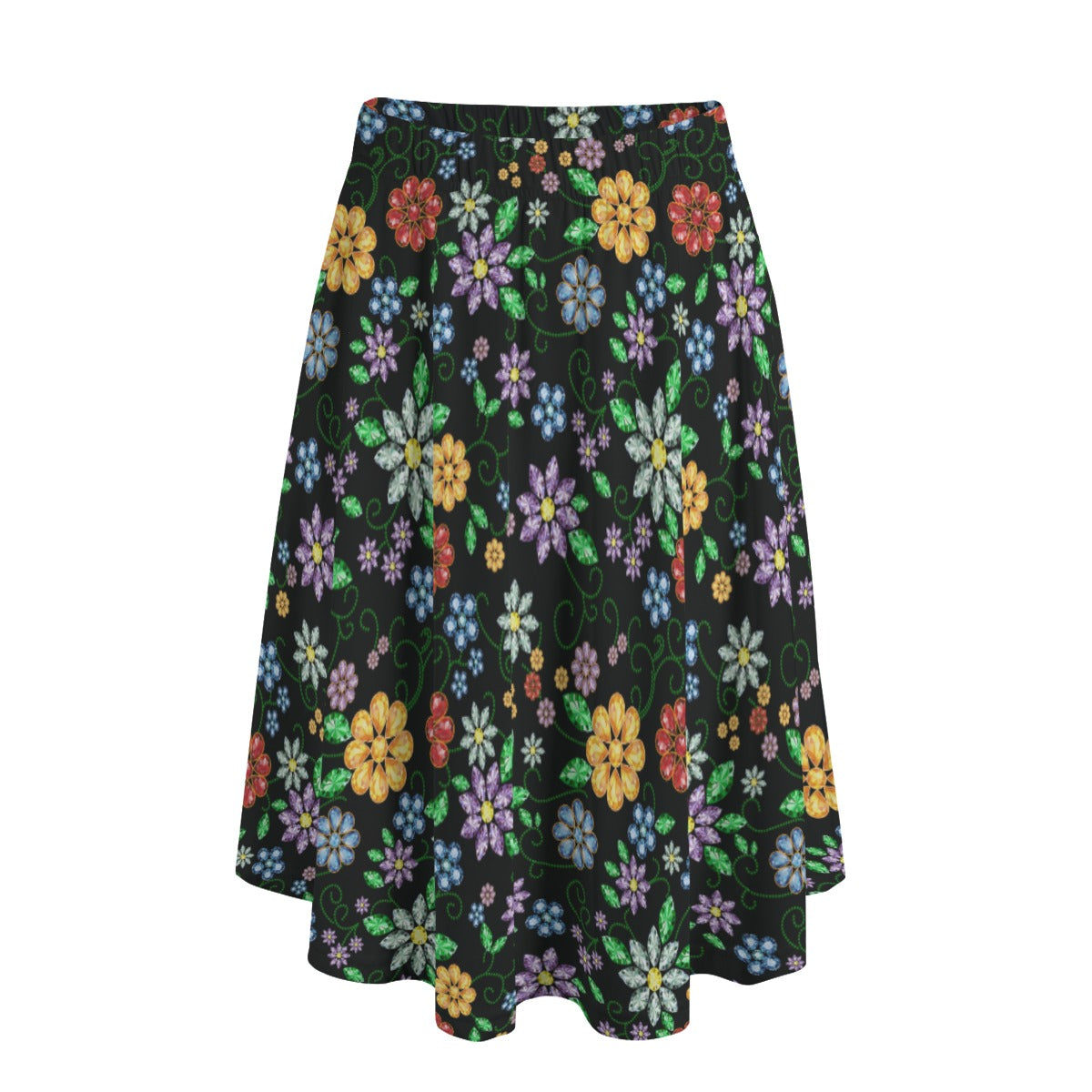 Women's Métis Inspired Floral Beaded Mid Skirt