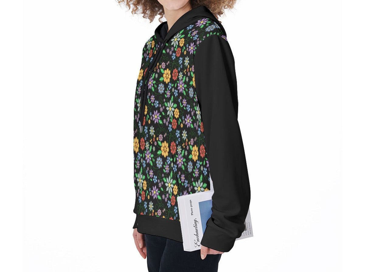 Métis Inspired Floral Beaded Fleece Hoodie