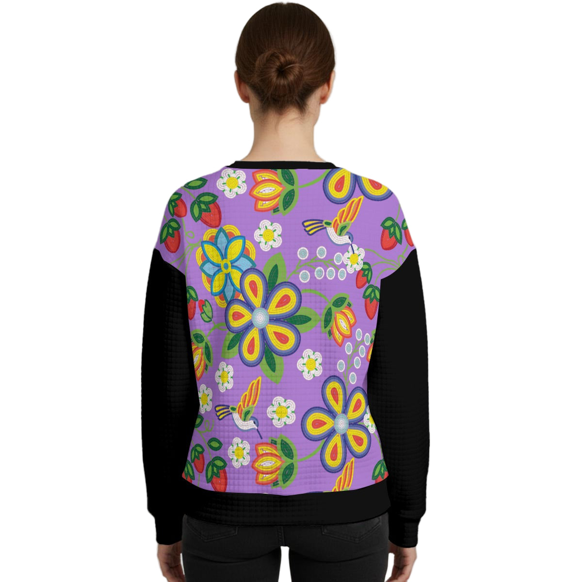 Métis Lavender Floral Beaded Waffle Knit Sweatshirt
